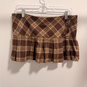 SHEIN Brown Plaid Mini Skirt